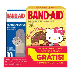 Kit Band Aid Decorado 25 Unidades Sortidos + Band Aid Transparente 10 Unidades