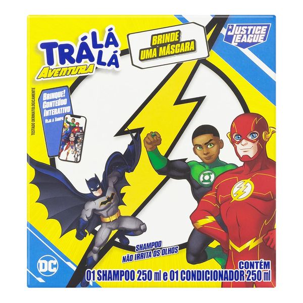 Kit Infantil Trá Lá Lá Justice League Aventura Shampoo 250ml + Condicionador 250ml + Máscara