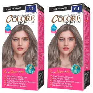 Kit c/2 Unidades de Coloração Creme Colore 8.1 Louro Cinza Claro