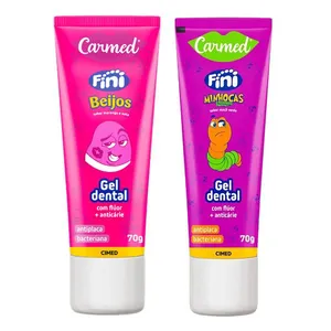 Kit Gel Dental Carmed Fini Beijos 70g + Minhocas 70g