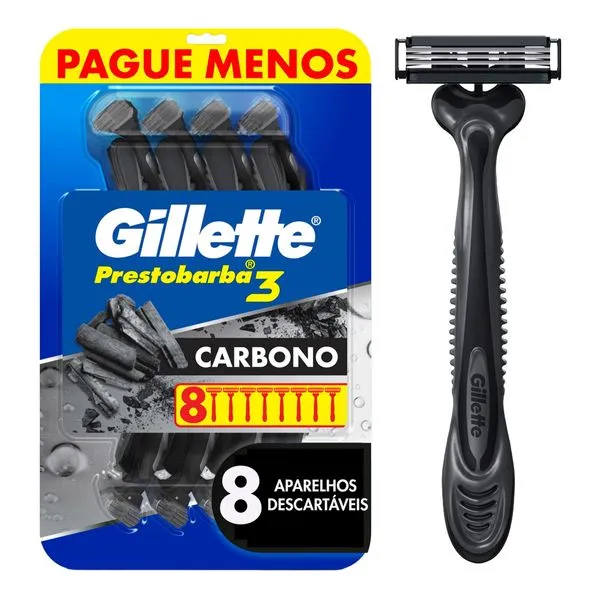 Aparelho Para Barbear Gillette Prestobarba3 Carbono 8 Unidades