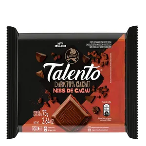 Chocolate Talento Tablete Nibs & Cacau Dark 70% Cacau 75g