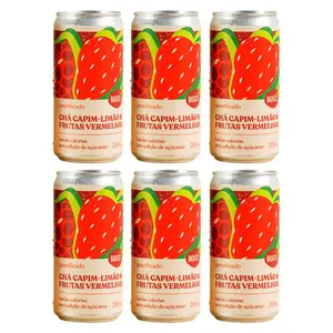 Kit 6X: Chá de Capim Limão com Frutas Vermelhas Gaseificado Brazô 269ml