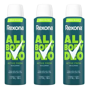 Kit com 3 Unidades de Desodorante Aerossol Rexona All Body Deo Active Fresh 150ml