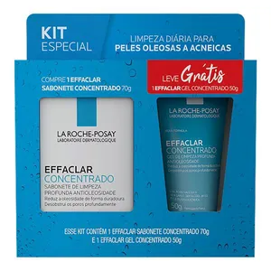 Kit La Roche-Posay Effaclar Concentrado Sabonete em Barra 70g + Gel de Limpeza Facial 50g