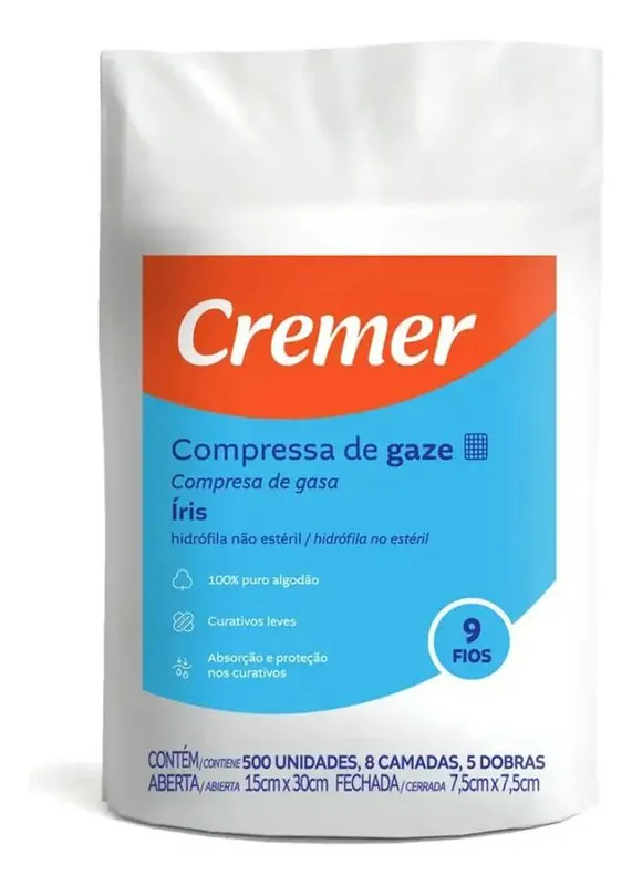 Compressa de Gaze 500 Unidades – Uso Hospitalar e Curativos