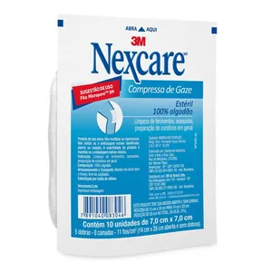 Compressa de Gaze Estéril Nexcare 3M 7,0cm X 7,0cm 10 Unidades