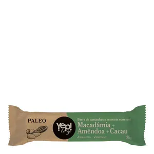 Barra de Castanhas Paleo Yep To Go Macadâmia Amêndoa e Cacau 25g