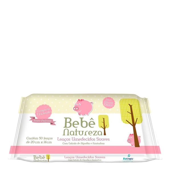 Lenços Umedecidos Bebê Natureza Rosa 50 Unidades