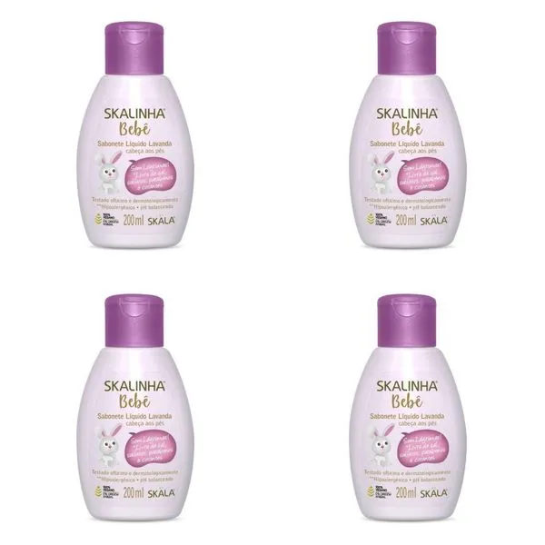 Kit c/4 Sabonetes Liquido Infantil Skalinha Bebê 200ml