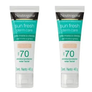 Kit com 2 Unidades de Neutrogena Sun Fresh Protetor Solar Facial Derm Care FPS70 40g Pele Clara