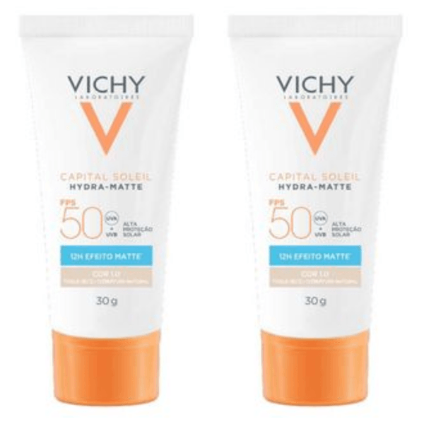 Kit com 2 Unidades de Protetor Solar Hidratante Vichy Capital Soleil Hydra-Matte FPS50