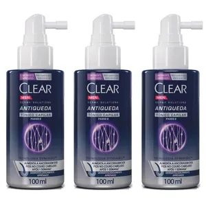 Kit com 3 Unidades de Clear Tônico Capilar Antiqueda Men Derma Solutions Spray 100Ml
