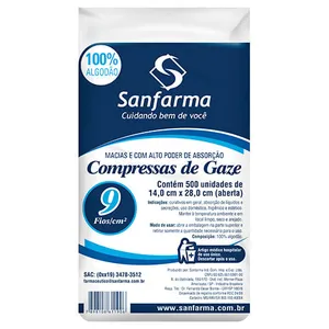 Compressa de Gaze Sanfarma Nove Fios 500 Unidades