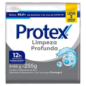 Sabonete Barra Protex Limpeza Profunda 3 Unidades de 85g
