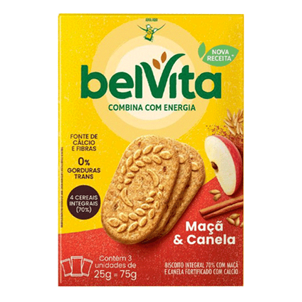 Biscoito Belvita Maçã e Canela 3 Unidades de 25g