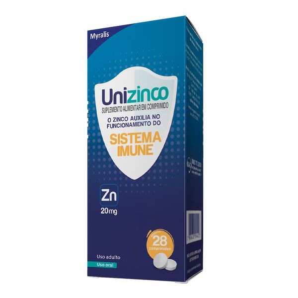 Suplemento Alimentar Unizinco 20mg 28 Comprimidos