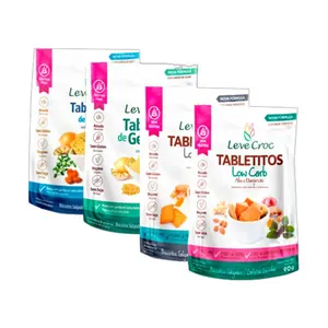 Kit 4 Biscoitos Tabletito Sem Glúten Leve Croc: Chia, Gergelim, Low Carb Original, Low Carb Manjericão