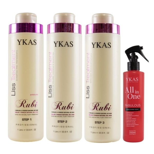 Kit Ykas Escova Progressiva Rubi 3 x 1 L + Ykas All In One