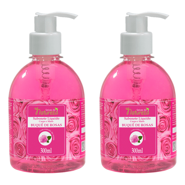 Kit c/2 Sabonetes Líquido Aromatica S.Natureza Buque Rosas 300ml cada