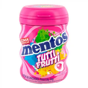 Goma de Mascar Mentos Tutti Frutti Garrafa 56g