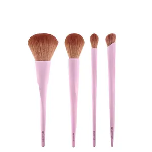 Kit Essence Pincel 01 para Pó + Pincel Multifuncional + Pincel para Blush e Iluminador + Pincel para Corretivo Roxo Kit