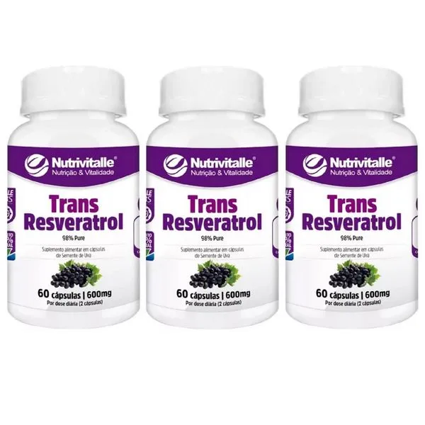 KIT 03 TRANS RESVERATROL 600MG 60 CAPS NUTRIVITALLE