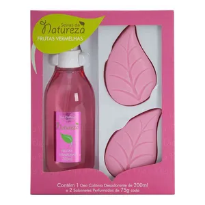 Kit Banho Seivas da Natureza Frutas Vermelhas Colônia Desodorante 200ml + 2 Sabonetes Perfumados 75g