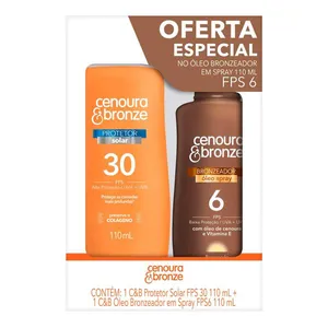 Kit Óleo Bronzeador Cenoura & Bronze FPS6 110ml + Protetor Solar Facial FPS30 110ml