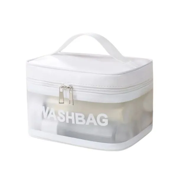 Necessaire Bolsa Portátil Transparente impermeável Para Viagem Cosméticos Multifuncional Unissex Único Branco