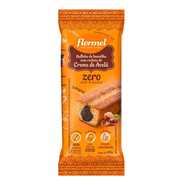 Bolinho Integral Flormel Baunilha Recheado com Avelã 40g