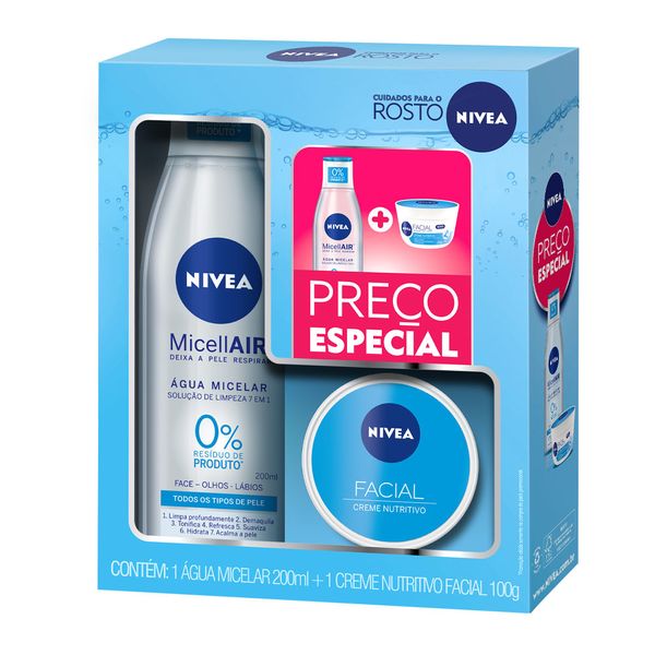 Kit Nivea Água Micelar Micellair 7 em 1 200ml + Creme Facial Nutritivo 100g