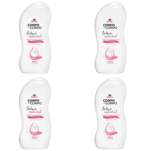 Kit c/4 Unidades de Loção Desodorante Corporal Davene Bela e Natural 200mL