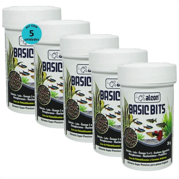 ALCON BASIC BITS 30G PARA PEIXES TROPICAIS KIT COM 5