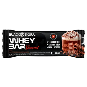 Barra De Proteína Black Skull Whey Bar Gourmet Café com Chocolate ao Leite 45g
