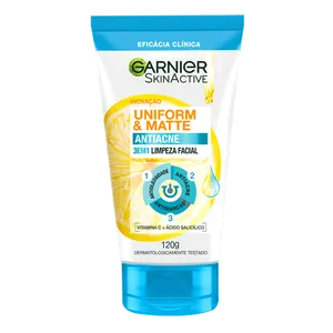 Sabonete Facial Antiacne 3 em 1 Garnier Uniform & Matte Skinactive 120g