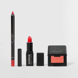 Kit Mini Batom Vermelho + Mini Blush Cremoso + Lápis de Contorno Labial Océane Edition (3 Produtos)