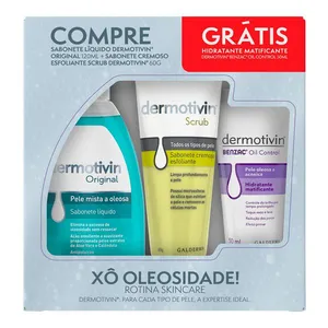Kit Dermotivin Sabonete Original 120ml + Scrub 60g + Benzac Oil Control 50ml