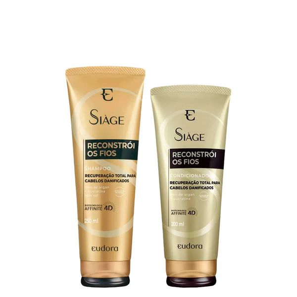 Kit Eudora Siàge Reconstrói os Fios 4D - Shampoo 250ml + Condicionador 200 ml Kit Eudora Siáge Reconstrói os Fios 4D - Shampoo 250ml + Condicionador 200 ml