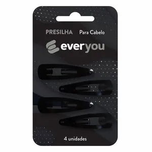 Tic Tac para Cabelo Ever You Preto 4 Unidades