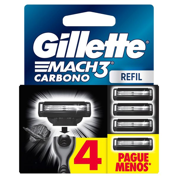 Carga para Aparelho de Barbear Gillette Mach3 Carbono 4 Unidades