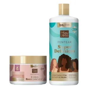 Kit Creme de Pentear Super Definição + Tratamento Hidro Reconstrutor Do Seu Jeito | bn.Cachos