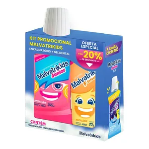 Kit Enxaguante Bucal MalvaTriKids Júnior 250ml + Creme Dental F-Infantil 70g (descontinuado segundo o fornecedor)