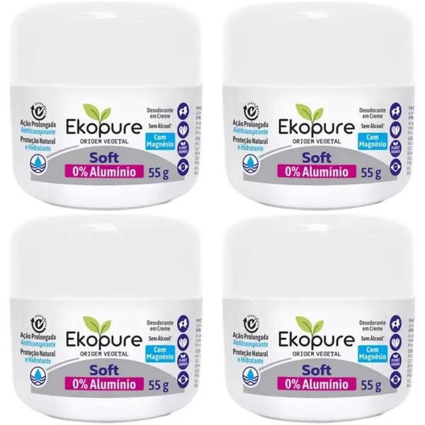 Kit c/4 Unidades de Desodorante Creme Ekopure 55g Soft