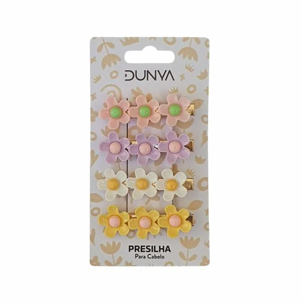 Presilha para Cabelos Dunya Flores 4 unidades