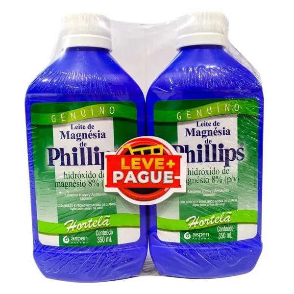 Leite Magnésia Phillips Hortelã 2 Unidades de 350ml Cada