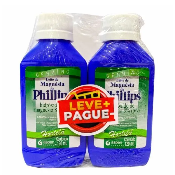 Leite Magnésia Phillips Hortelã 2 Unidades de 120ml Cada