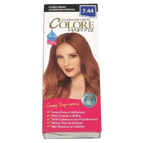 Coloração Creme Colore 7.44 Louro Médio Acobreado