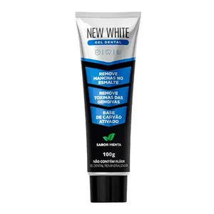 Gel Dental New White Remineralizador Carvão Ativado 100g Pasta de Dente Gel New White Remineralizador Carvão Ativado Menta 100g