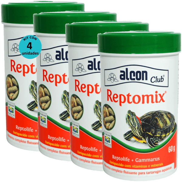 Ração Alcon Club Reptomix 60g Para Tartarugas Aquáticas Kit Com 4